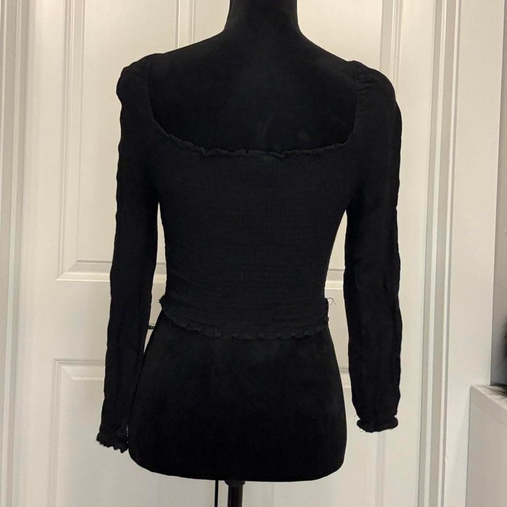 Black long sleeve blouse with tie detail - Size S - Picture 3 of 4